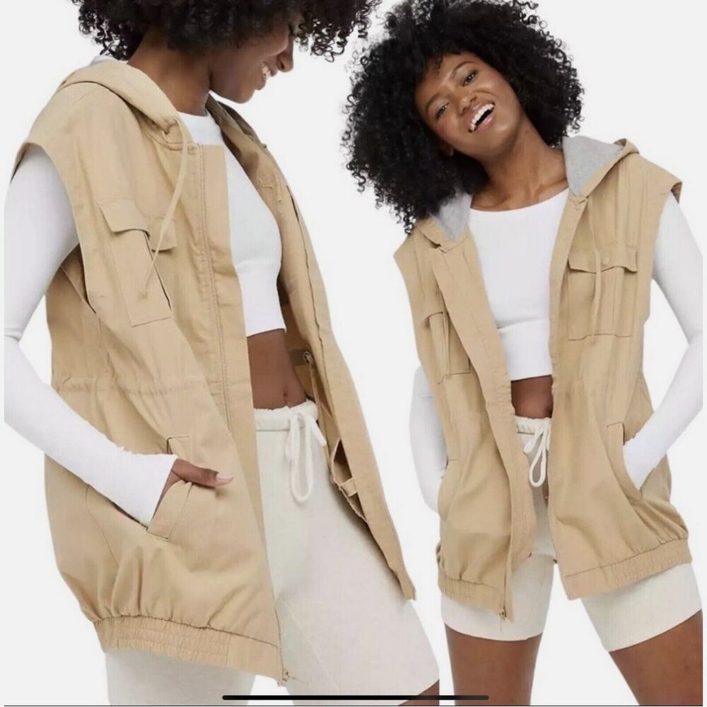 NWOT Aerie Offline Cotton Hooded Cargo Pockets Vest